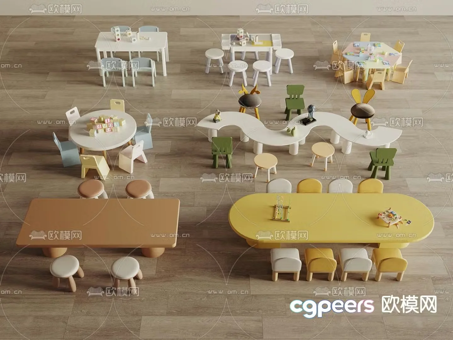 Children’s tables and chairs game tables and chairs building block tables and chairs 3D model