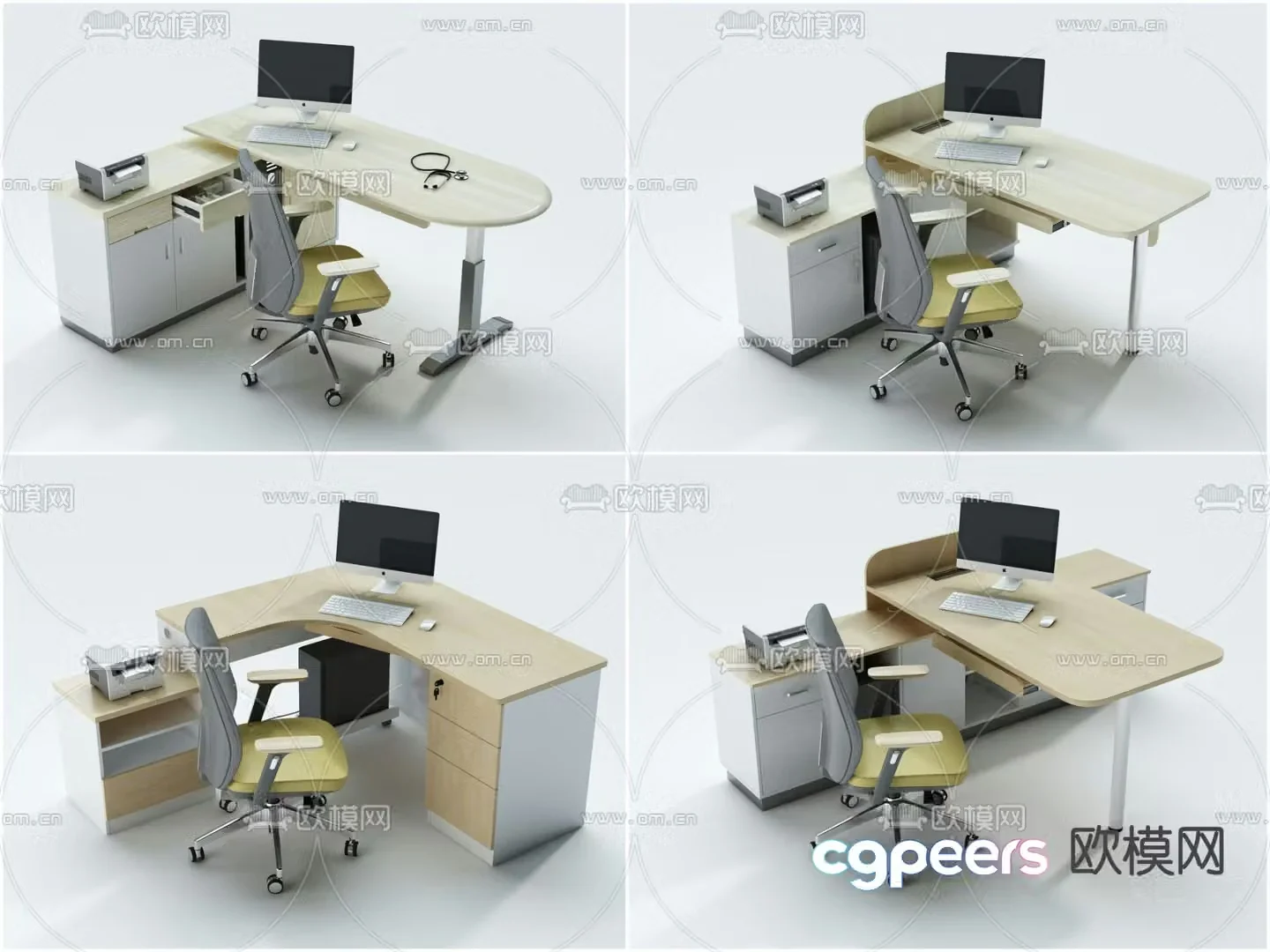 Modern diagnosis table and chair 3d model of office desk and chair
