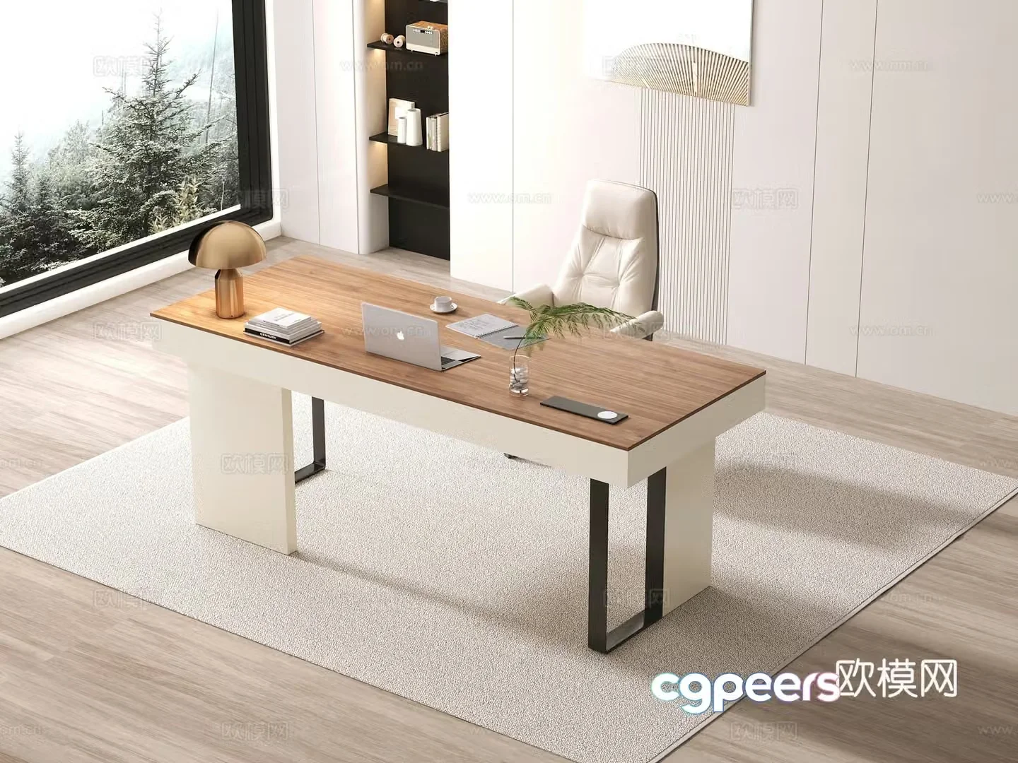 Modern office desk desk 3d model