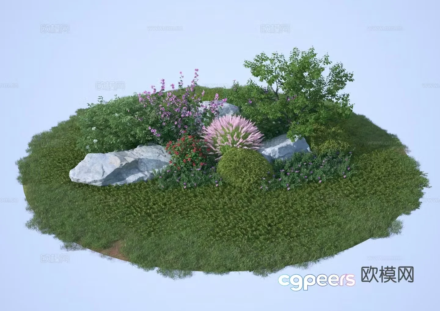 Flower mirror shrub plant shrub flower grass 3d model