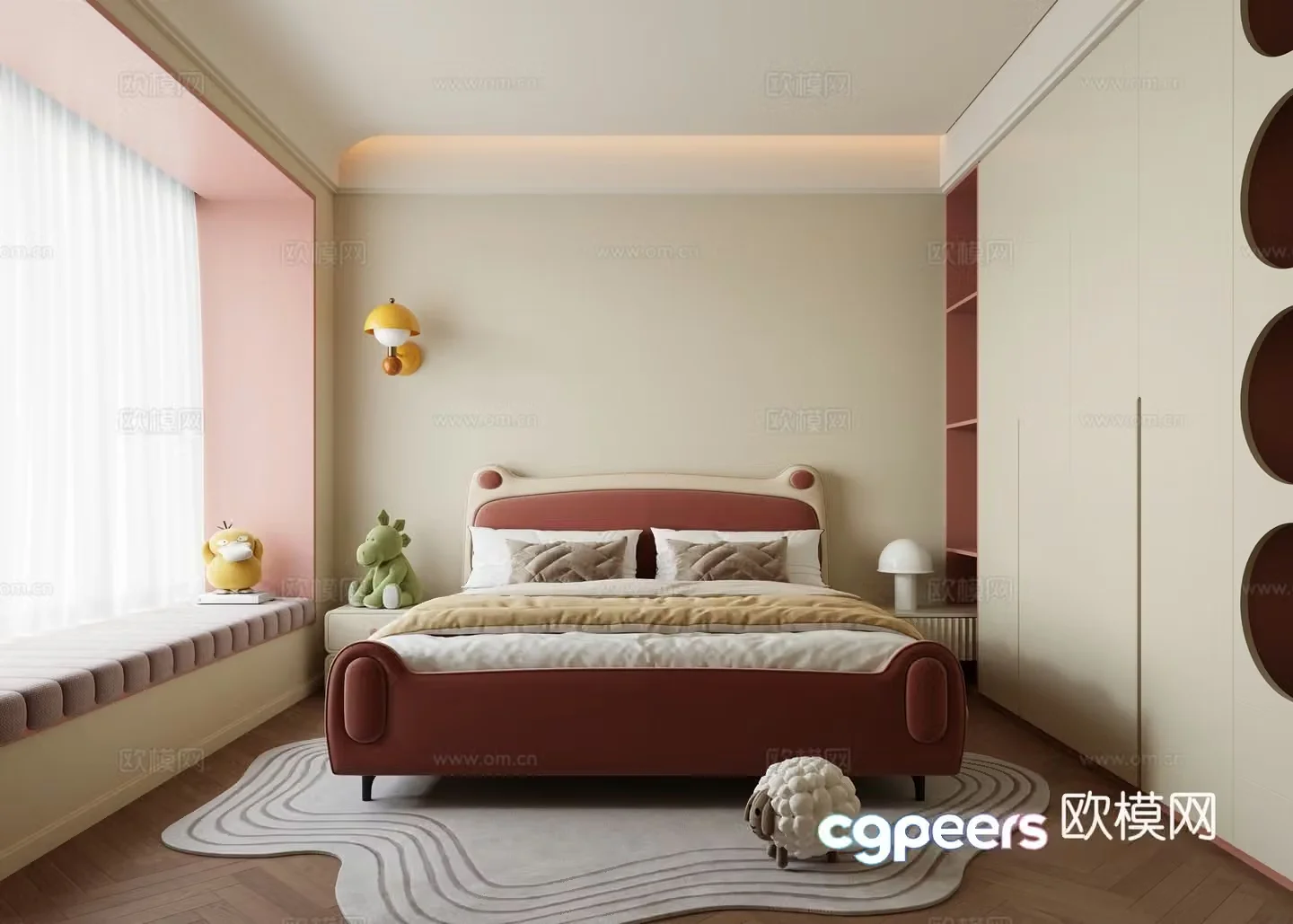 Modern Cream Girl Room Bedroom without Master Lights Master Room Children’s Room Girl Room Master Bedroom 3D Model