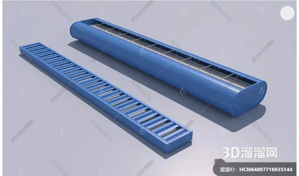 The Main Subject Is A 3D Model Of A Blue Conveyor Belt With 3D Model – 4528 – VRAY Render