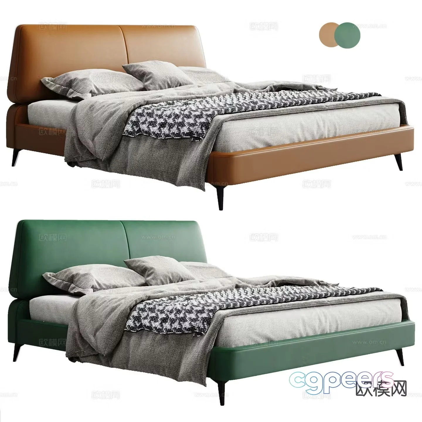 Modern double bed 3d model