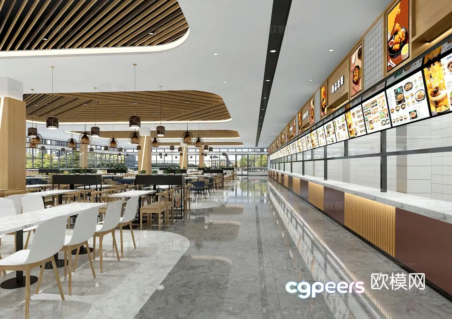 Modern school canteen university canteen staff canteen 3d model