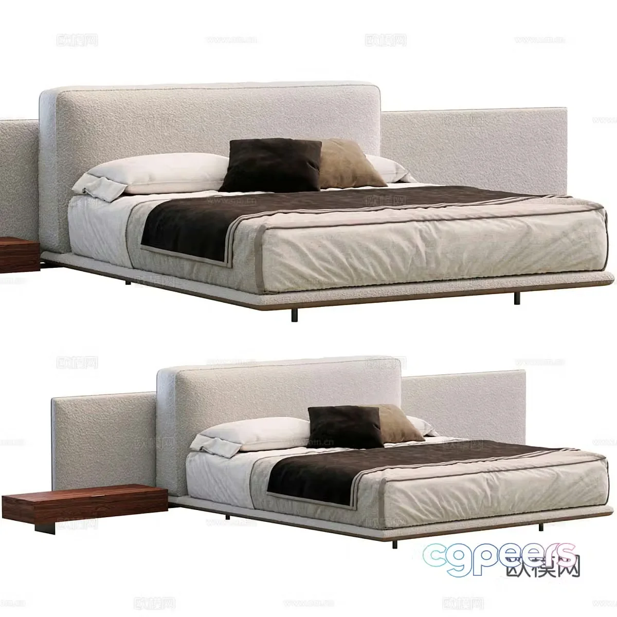 Minotti double bed 3d model