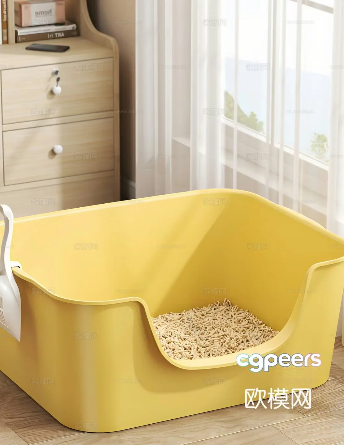 Pet supplies cat litter box cat litter shovel bookcase cabinet small cabinet screen window 3d model