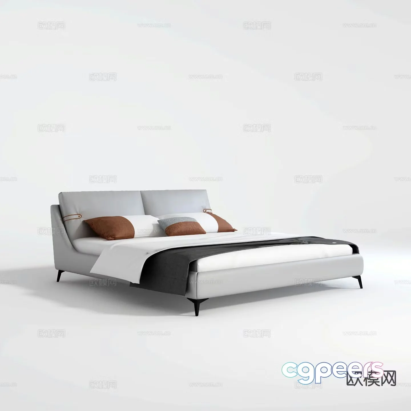 Italian double bed 3d model