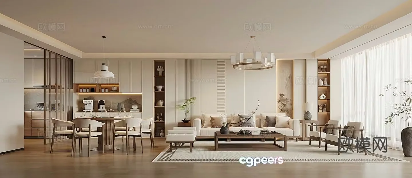 New Chinese living room Song style living room 3D model