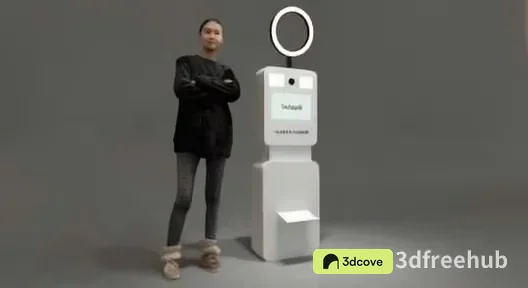 A Woman Standing Next To A White Ring Light