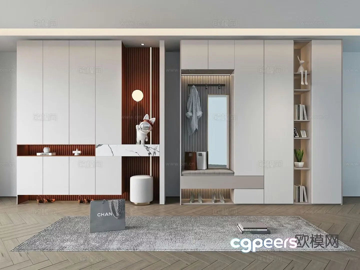 Modern partition shoe cabinet entrance shoe cabinet 3D model