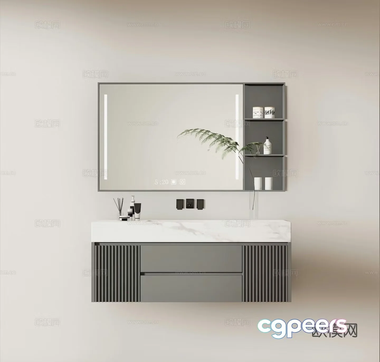 Modern basin cabinet bathroom cabinet wash cabinet mirror cabinet 3d model