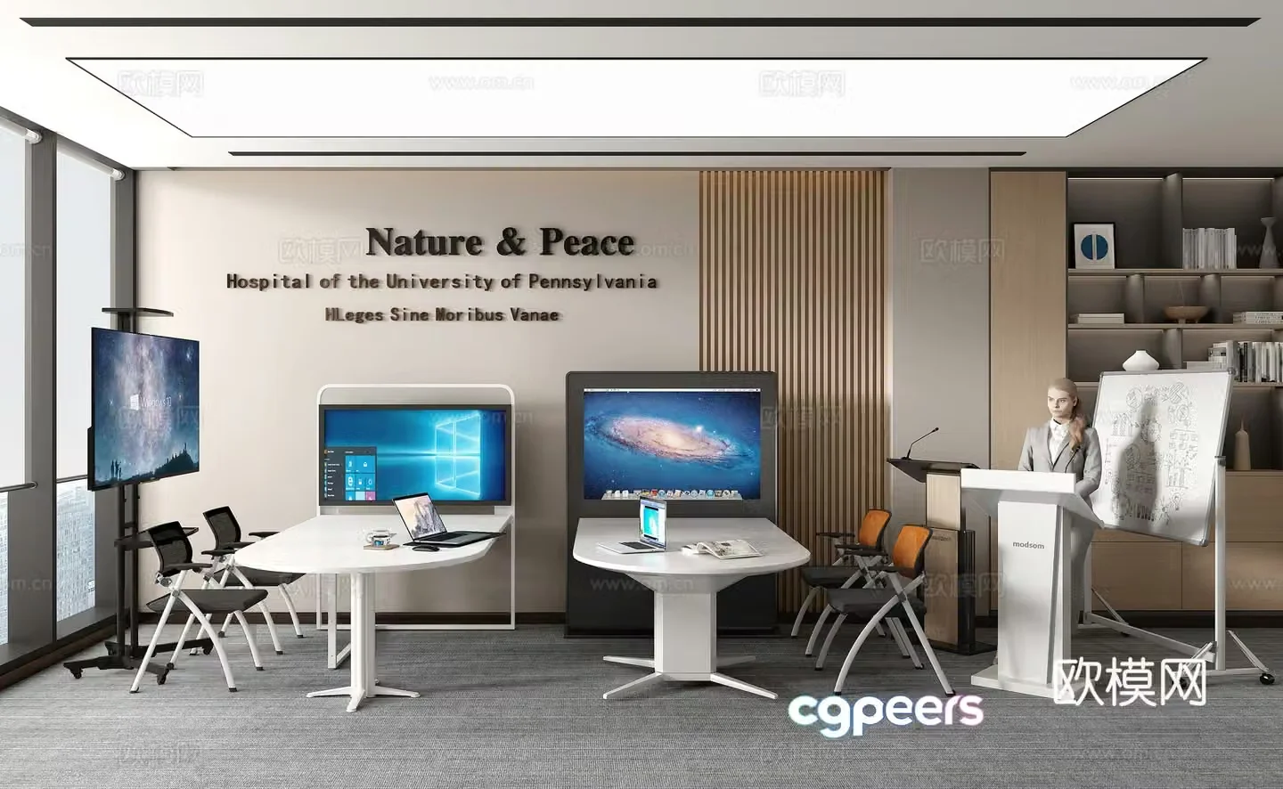 Video conference table and chair 3d model
