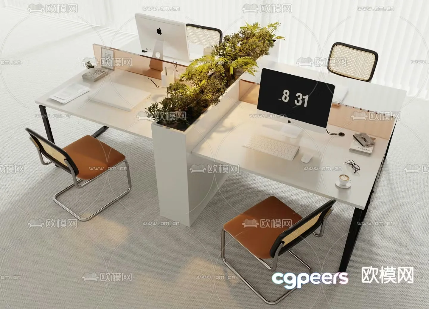 Card space desk workstation 3D model