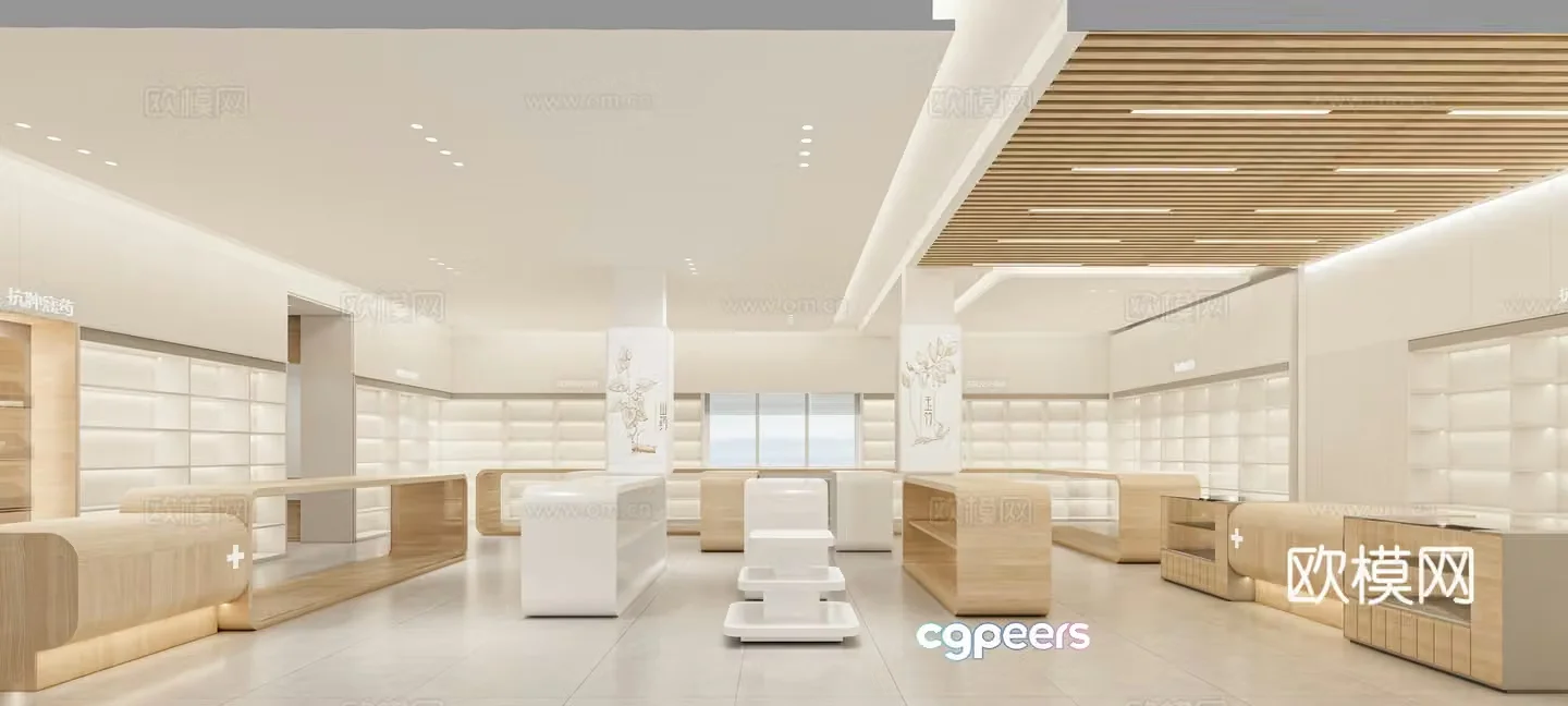 Modern pharmacy Chinese medicine store medicine cabinet Chinese herbal medicine cabinet store 3d model