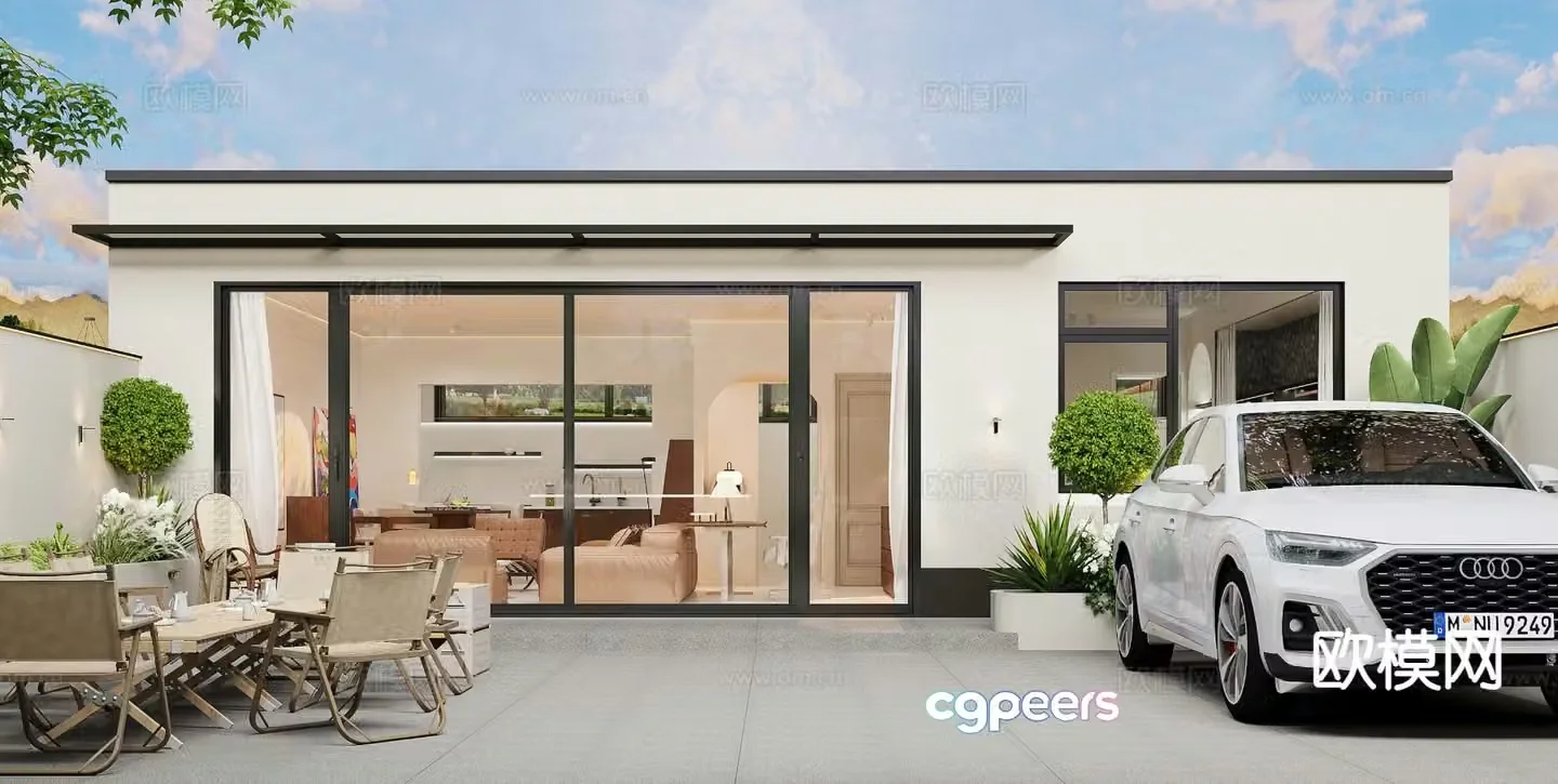 Modern courtyard landscape 3d model