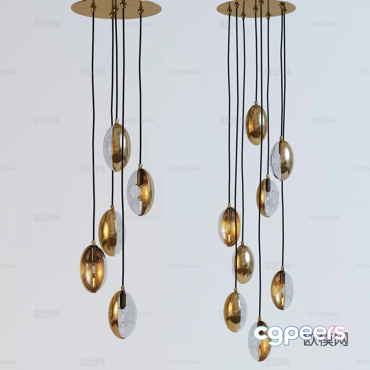 Simple European chandeliers colored glass chandeliers creative small chandeliers combination 3D model
