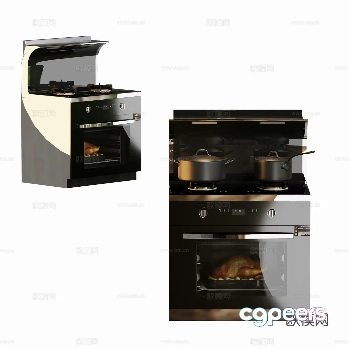 Modern kitchen appliance integrated stove 3D model