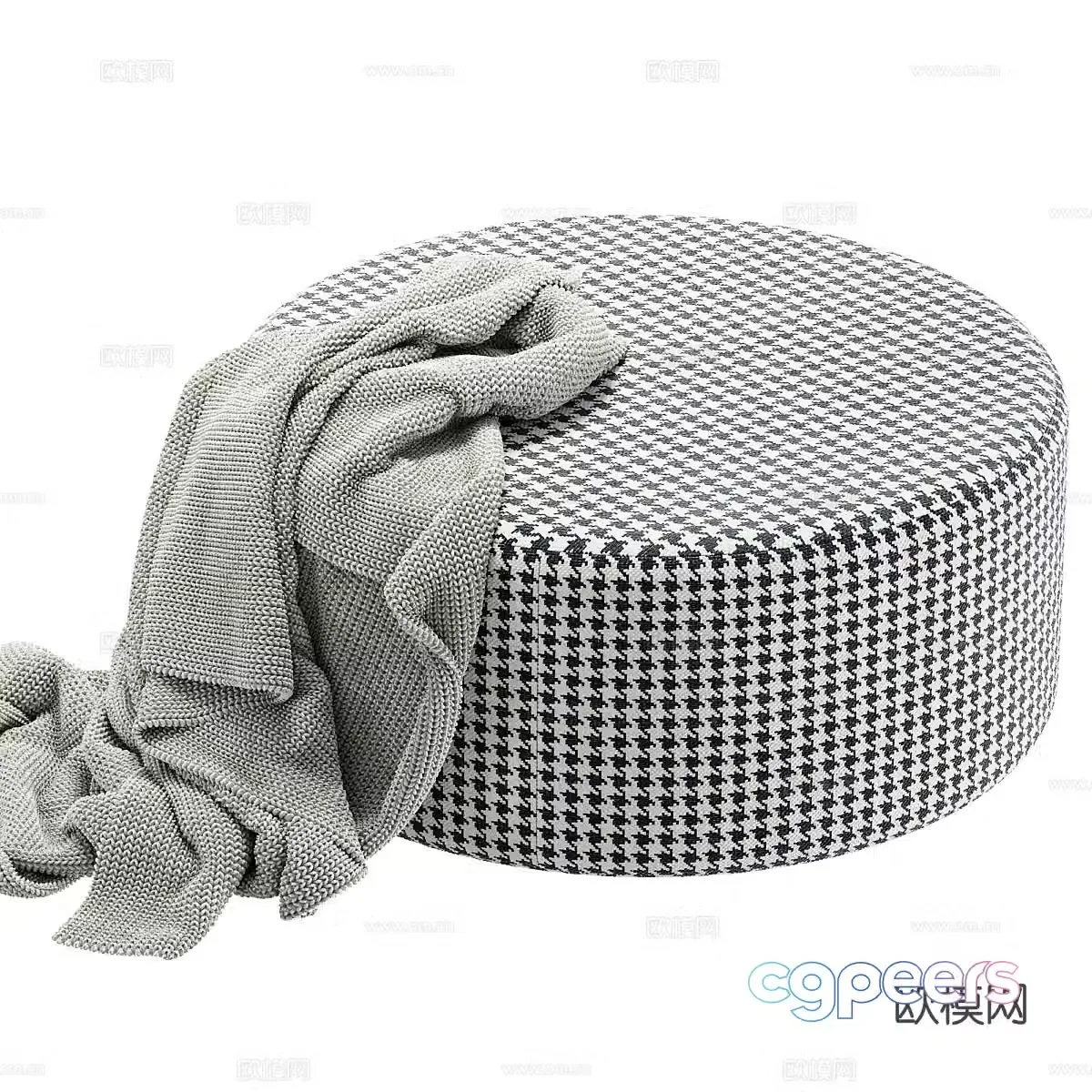 Round sofa stool footrest 3d model