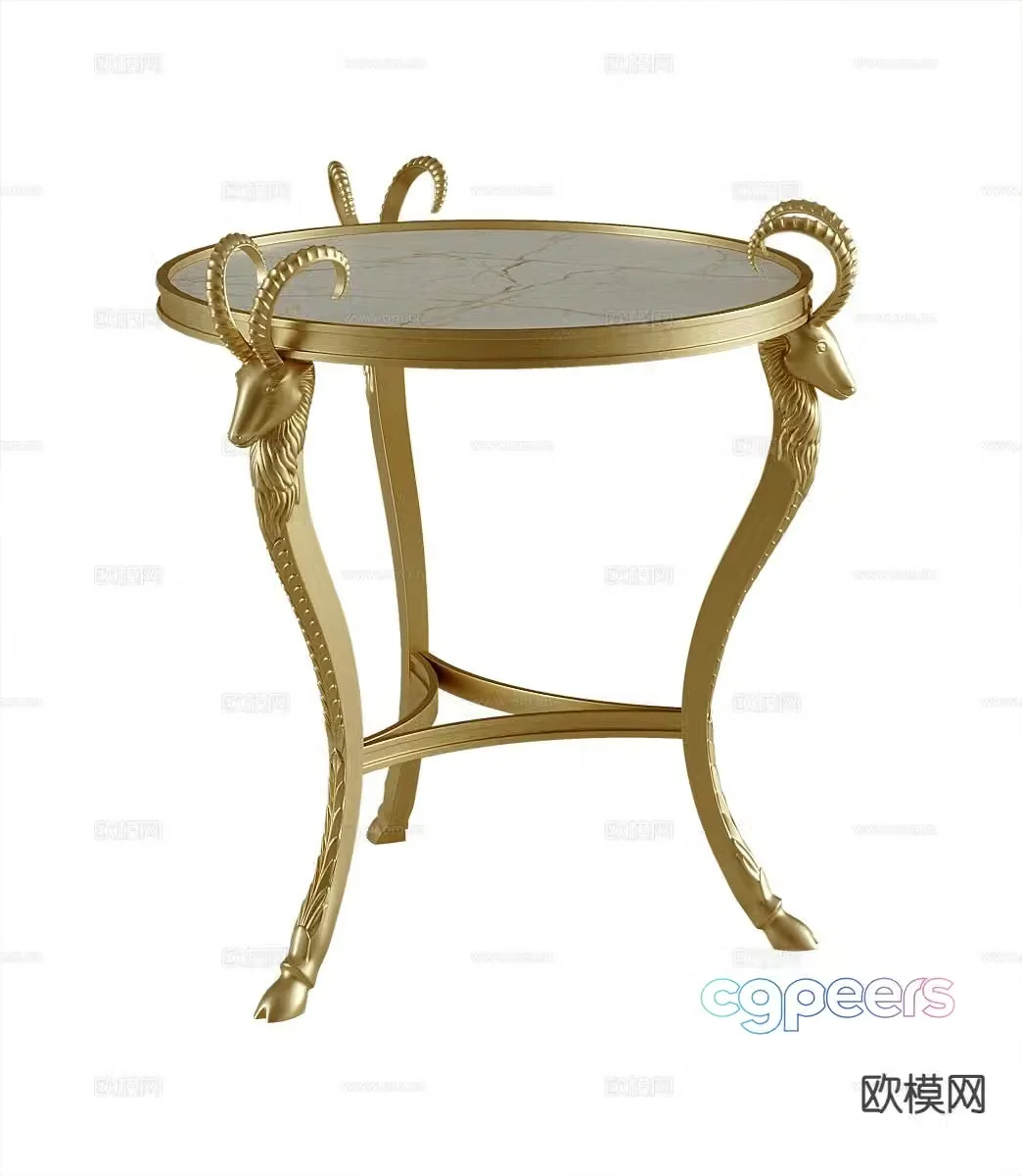American round table side table table table corner table 3D model