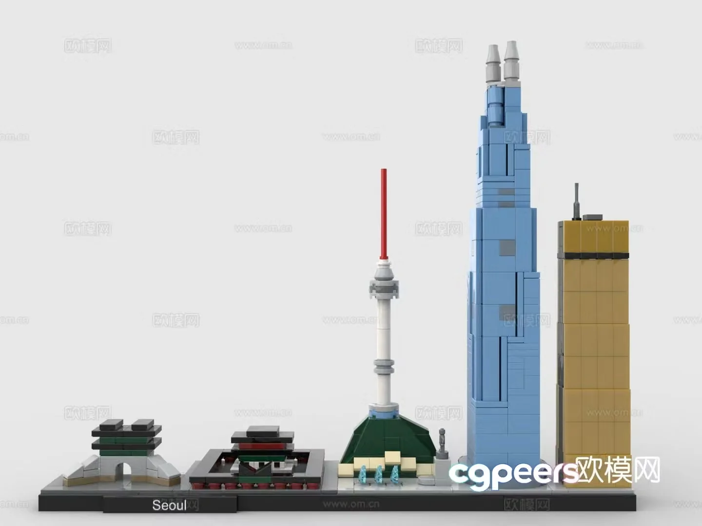 LEGO toys city skyline Seoul building blocks 3d model