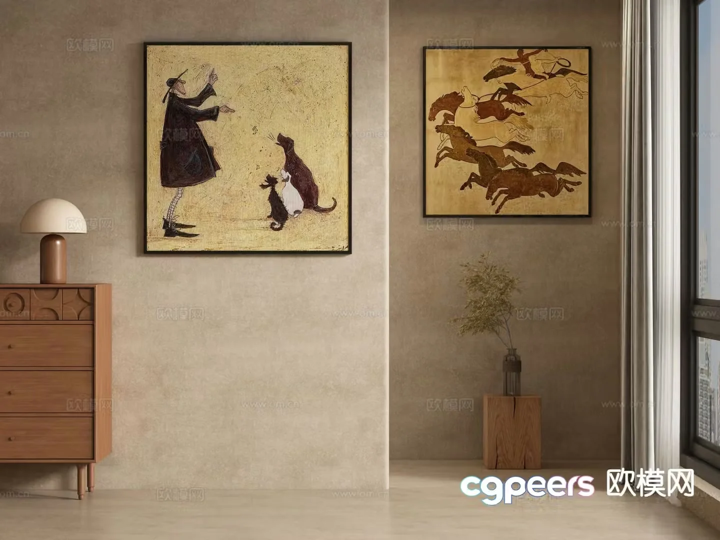 Medieval style decorative painting retro painting hanging painting 3D model