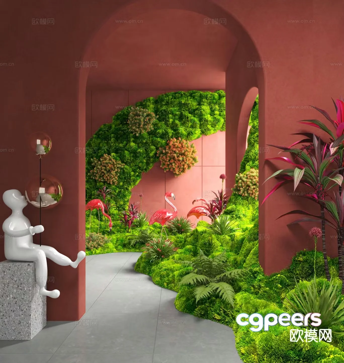 Indoor landscape moss landscaping 3d model
