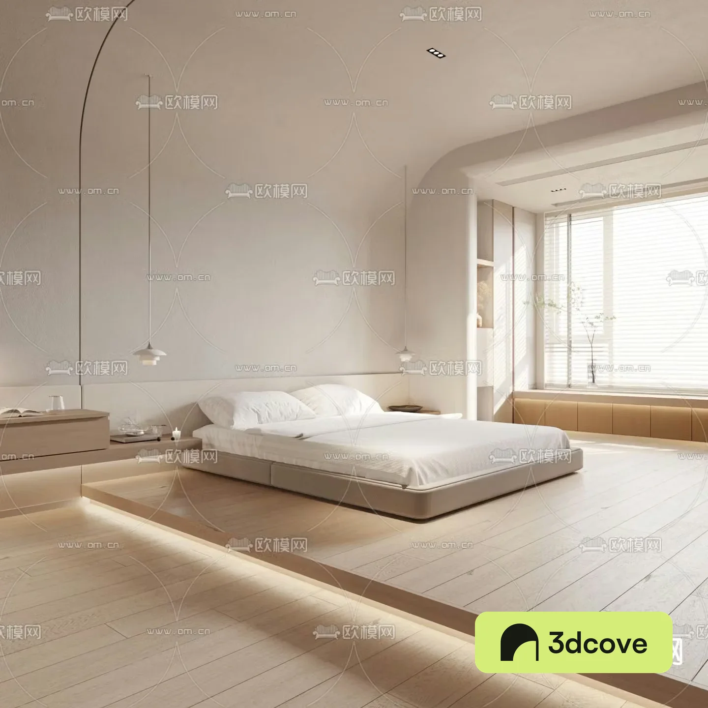 Log style double bed suspended bed