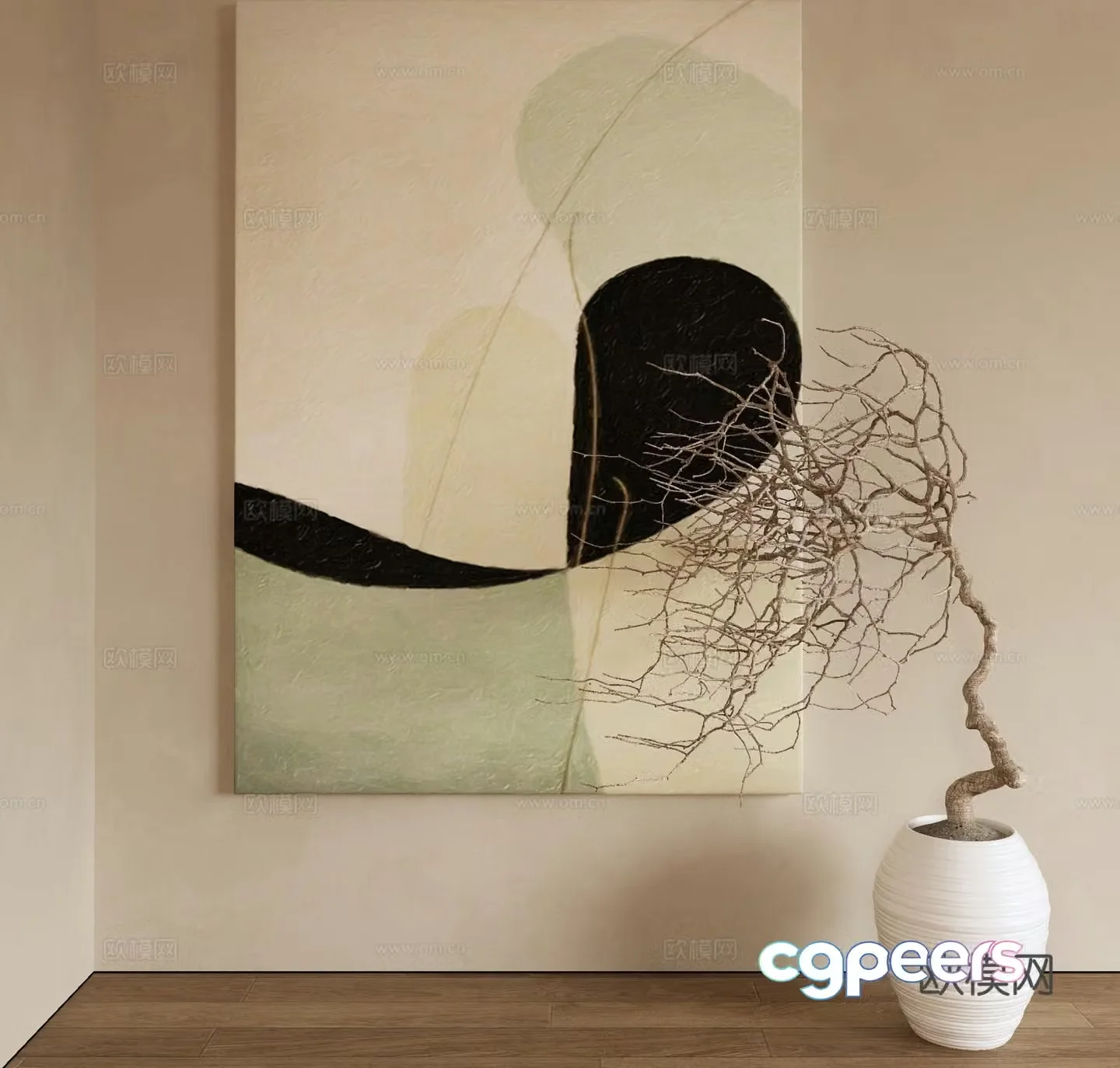 Modern decorative painting simple painting hanging painting 3D model