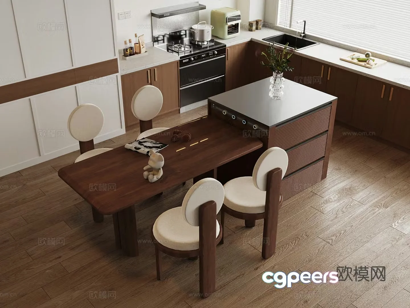 20 medieval island table kitchen kitchen 3d model