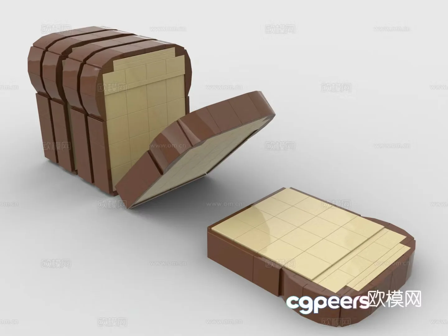 Lego LEGO Toys Building Blocks Toast Bread Sliced â€‹â€‹Bread 3D Model