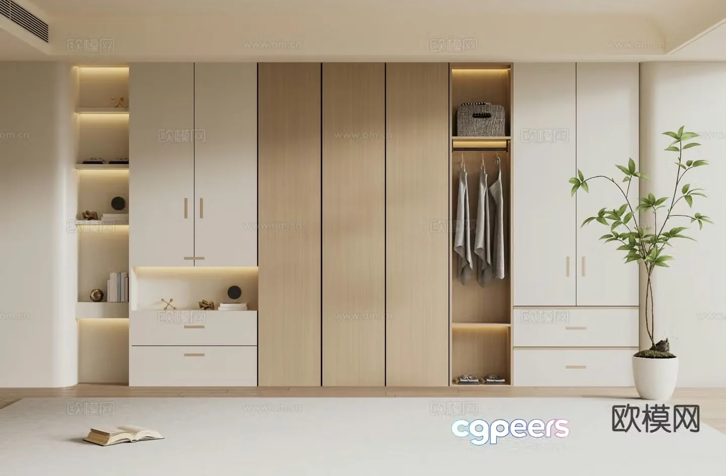 Cream style wardrobe wardrobe 3d model