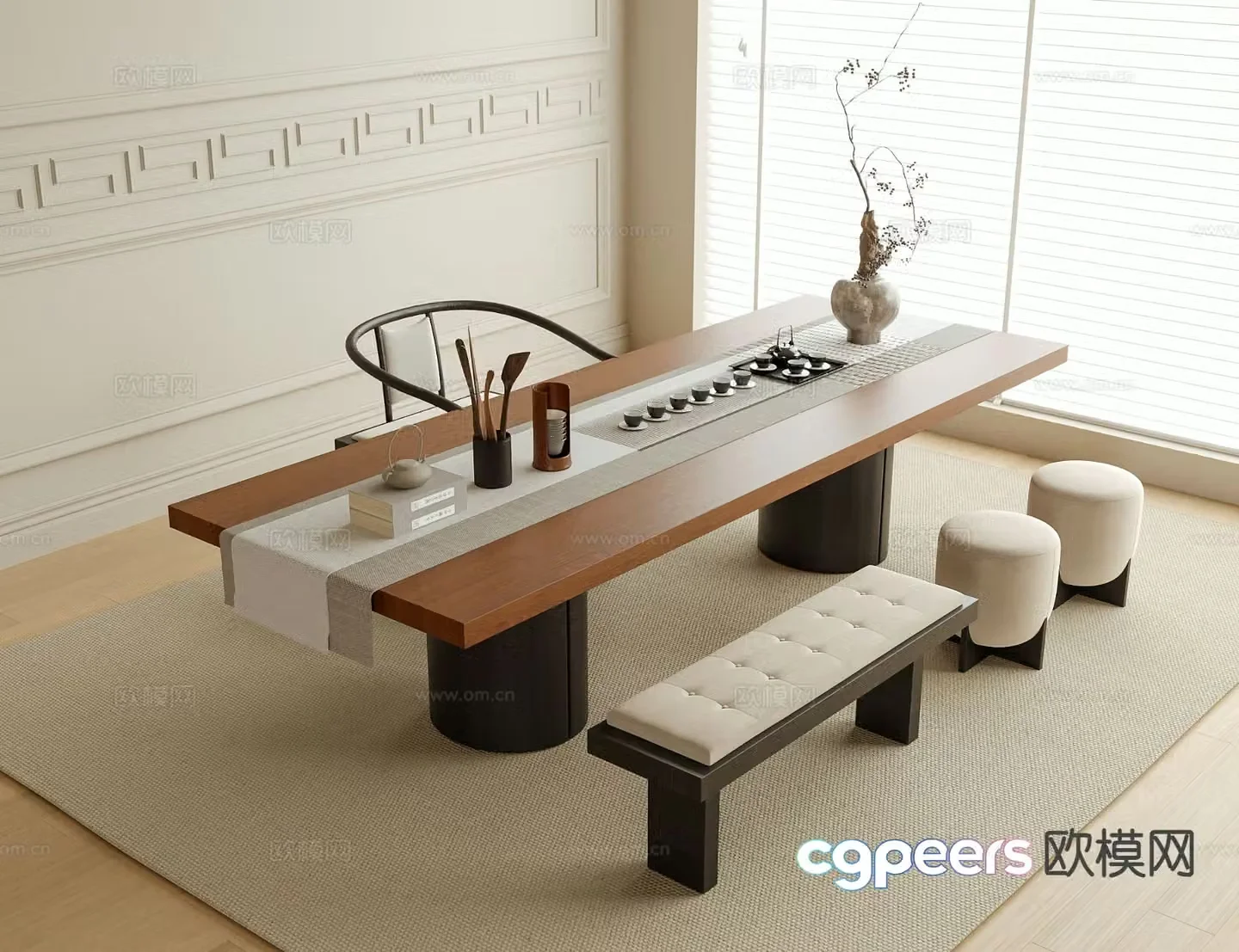 New Chinese style tea table tea table 3d model