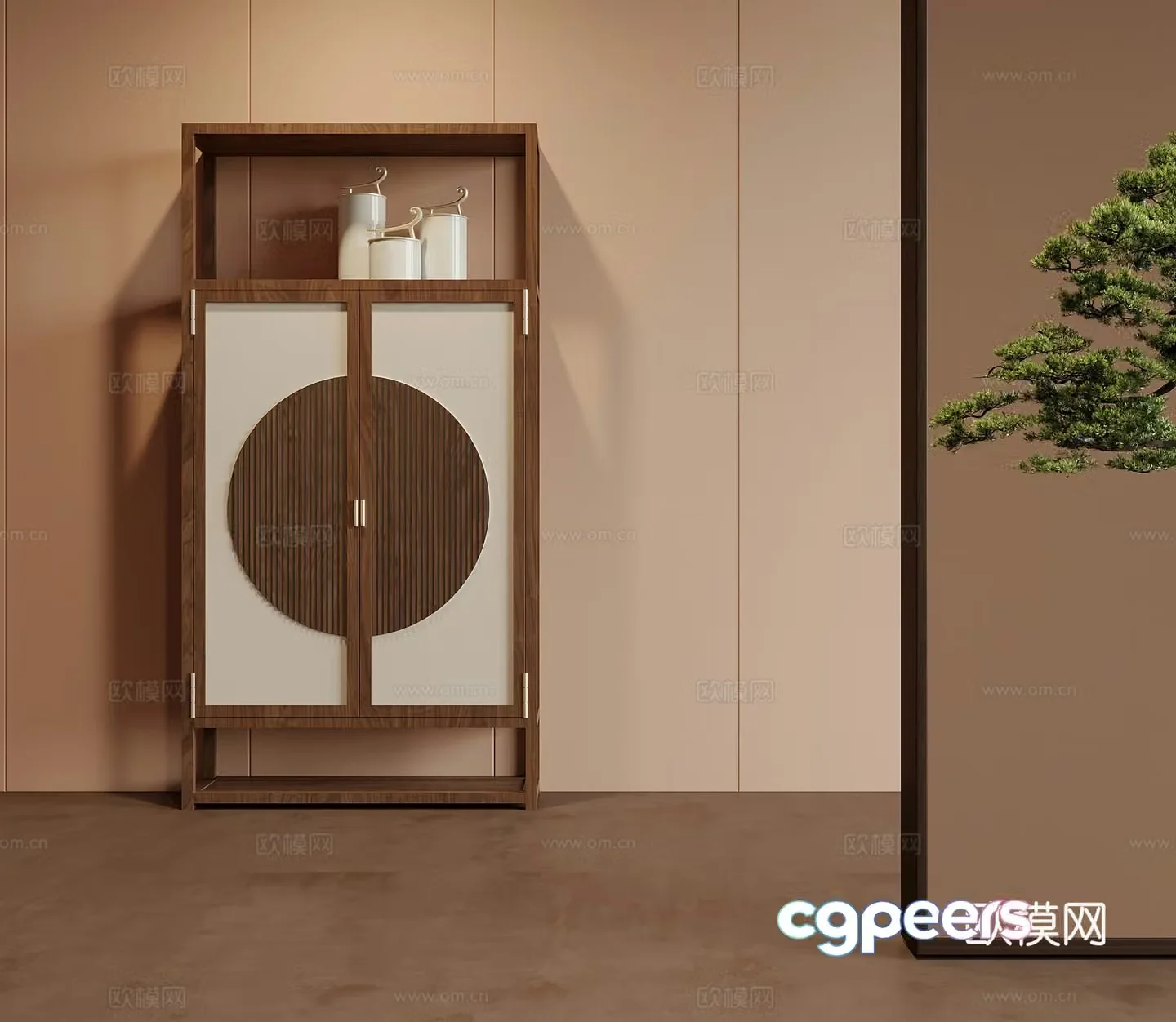 Bookcase New Chinese style bookcase Side cabinet Decorative cabinet 3D model