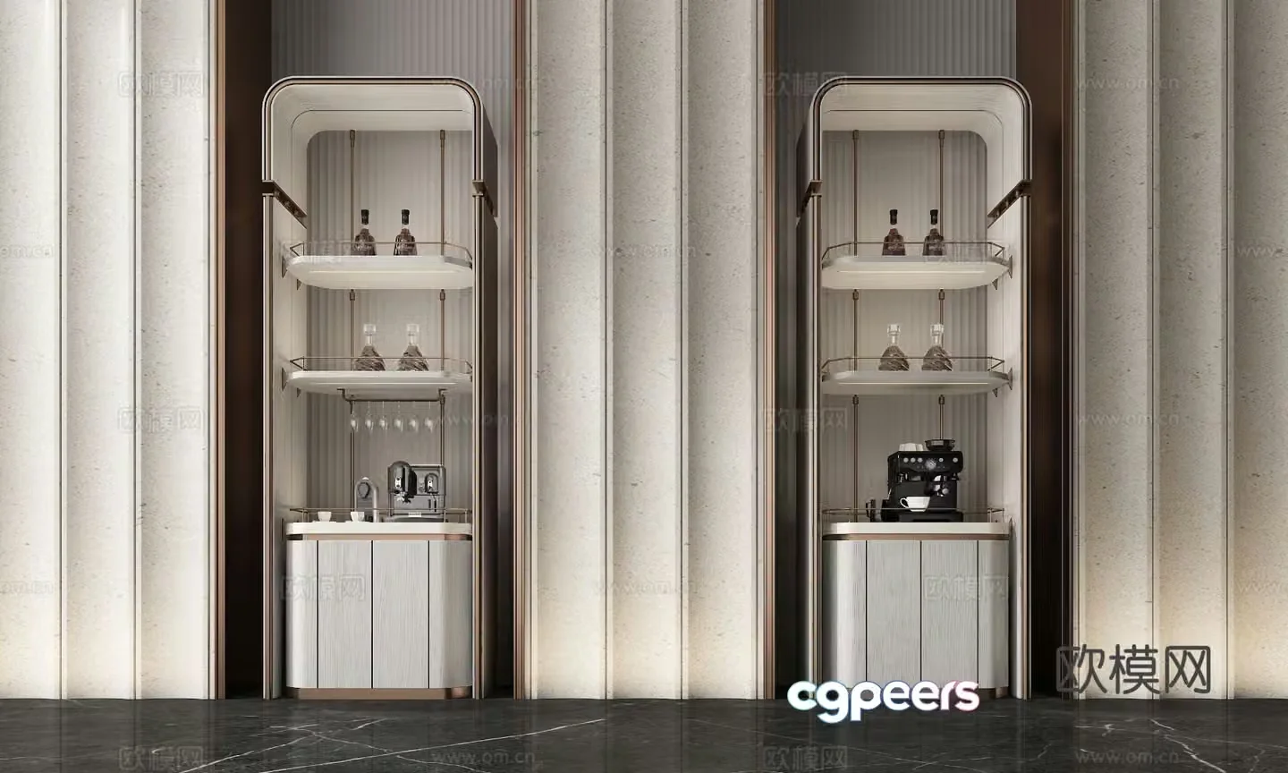 Light luxury wine cabinet 3D model