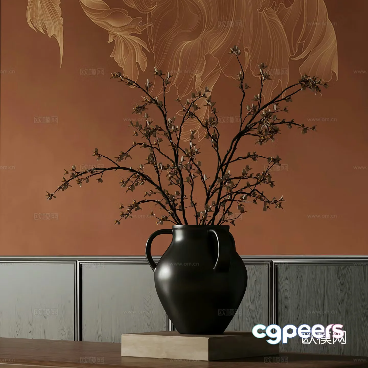 25 new Chinese vase flower art 3d model