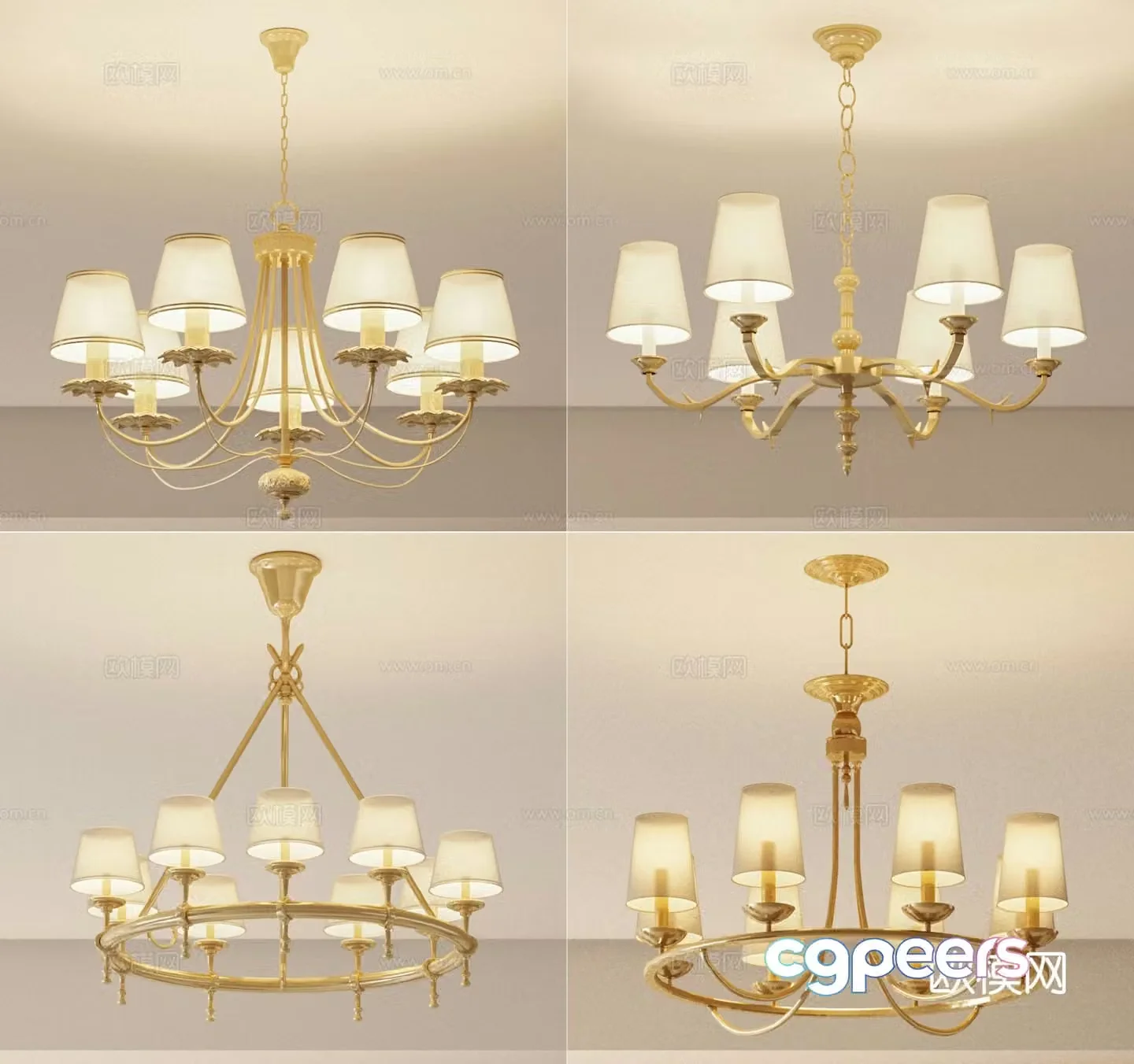 American chandelier multi-head chandelier 3d model