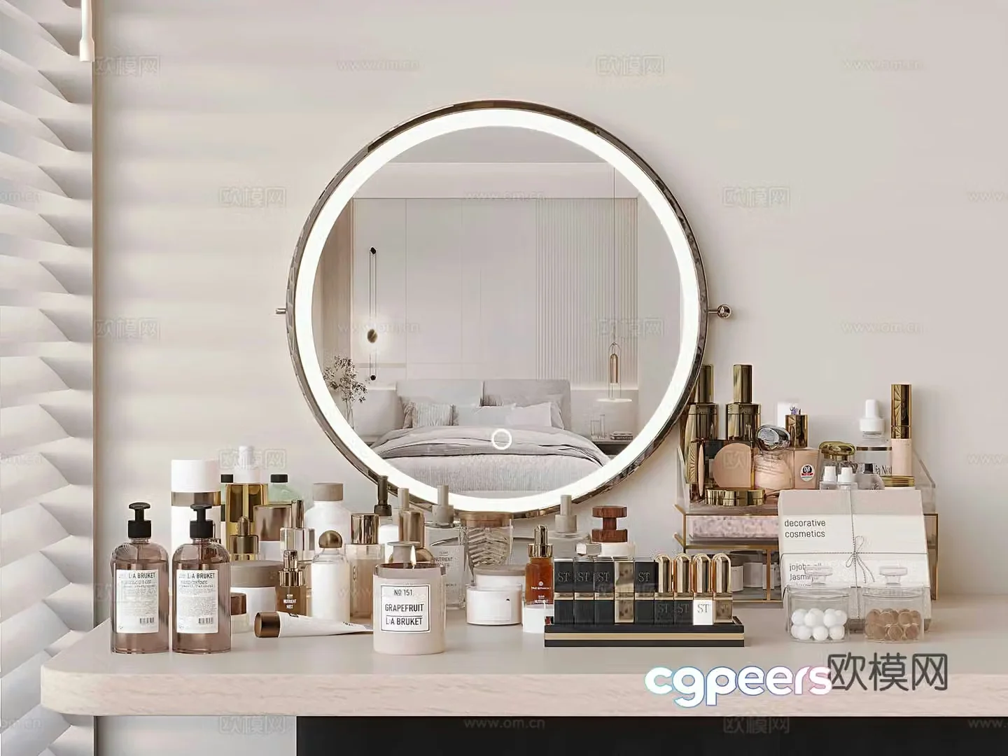 Modern cosmetics skin care products shampoo mirror 3d model