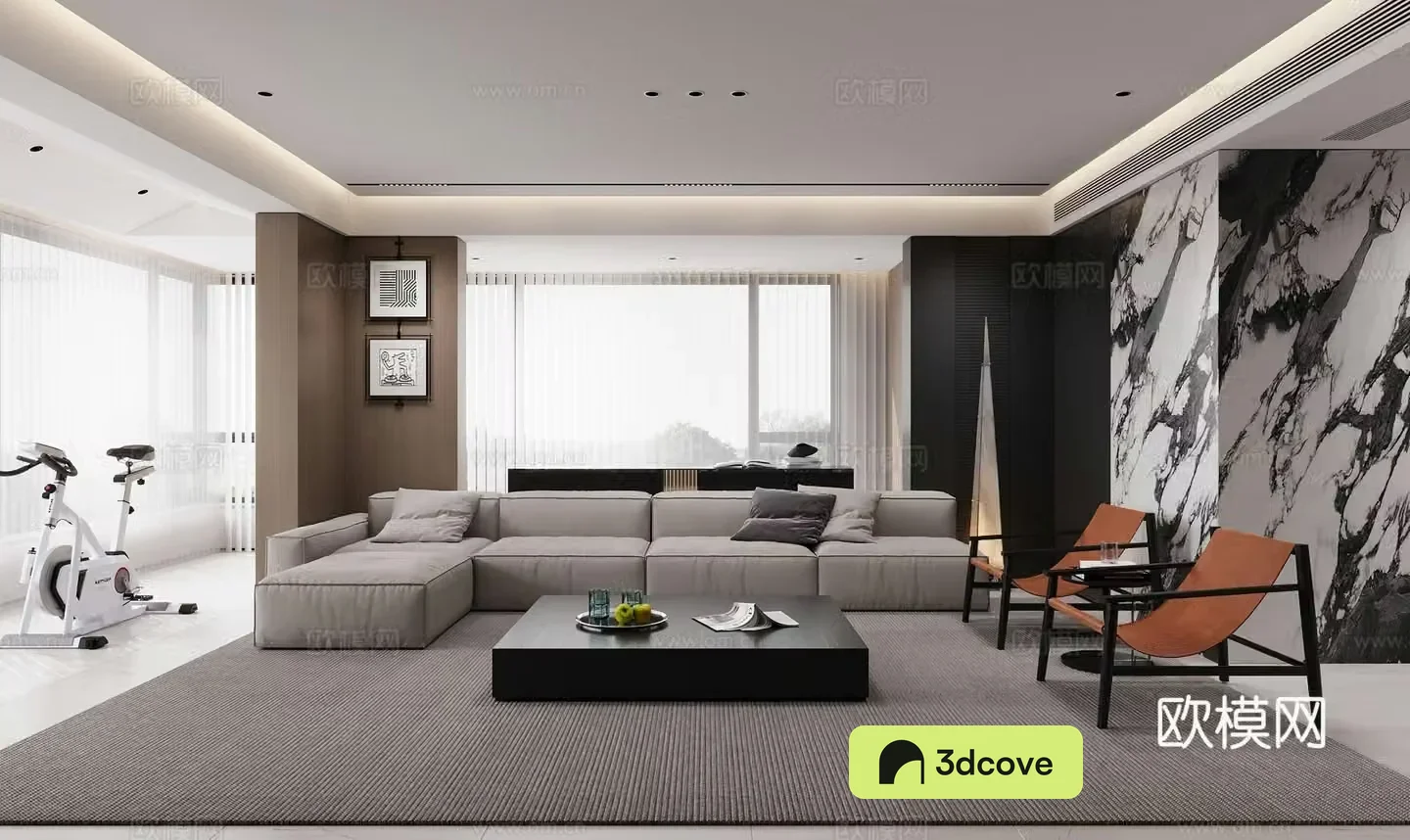 Modern living and dining room