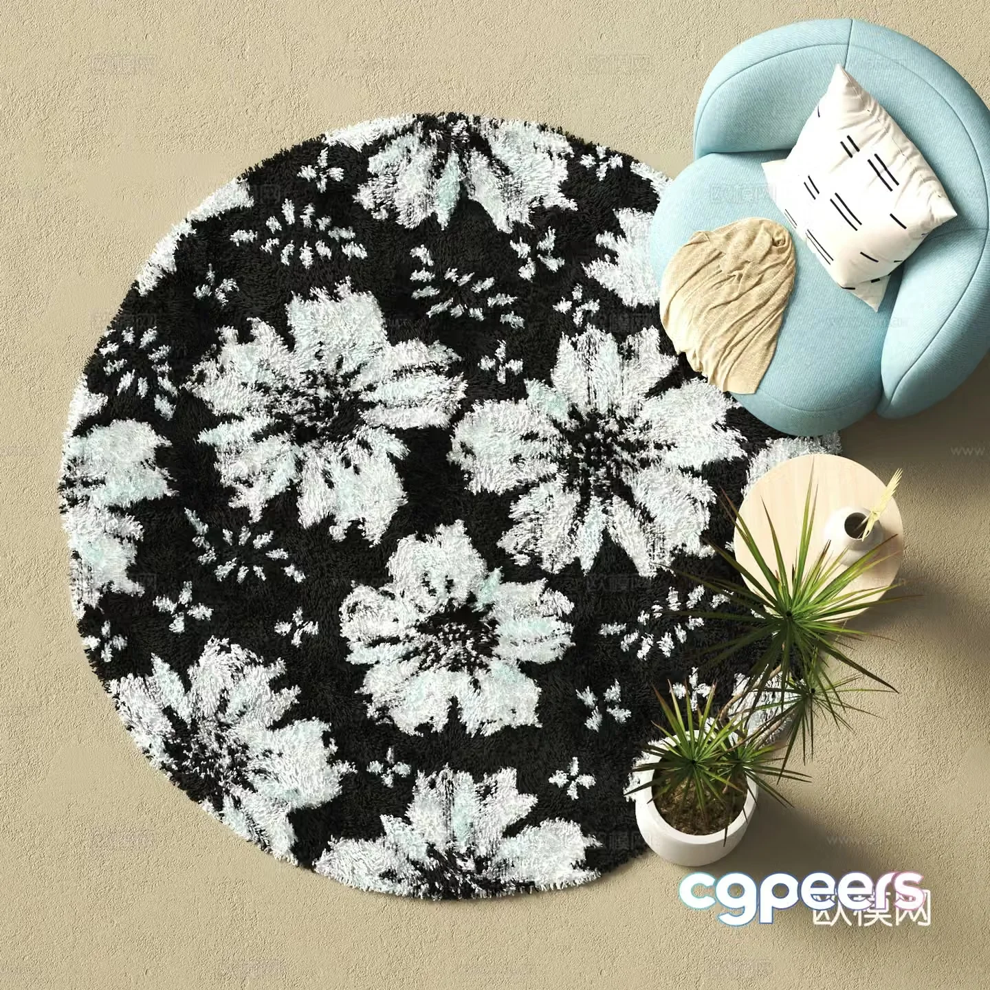 Modern round carpet 3d model