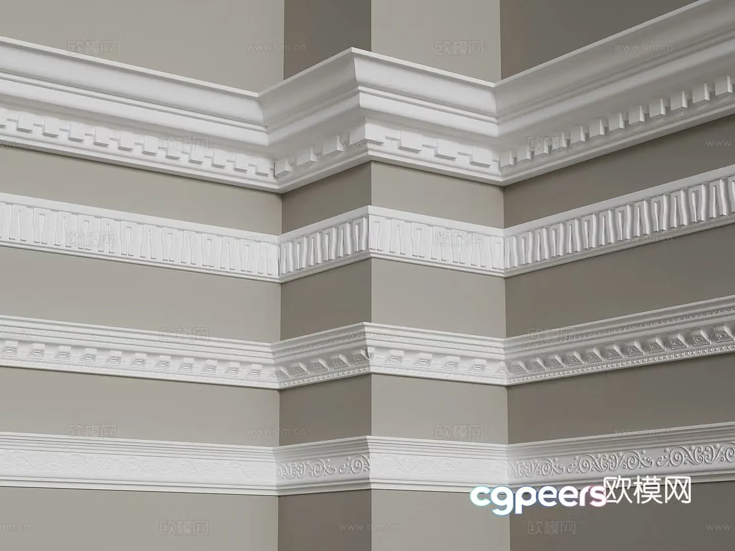 French gypsum line top corner line 3d model