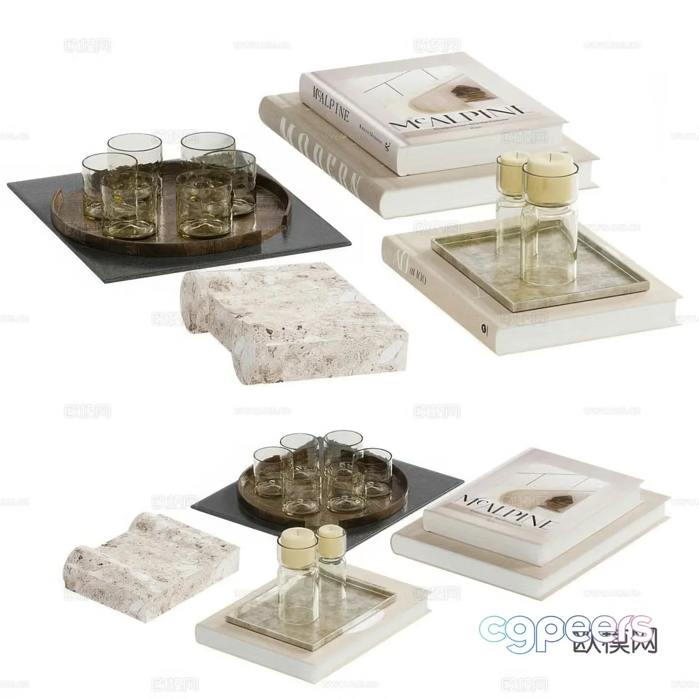 Modern book ornaments 3d model
