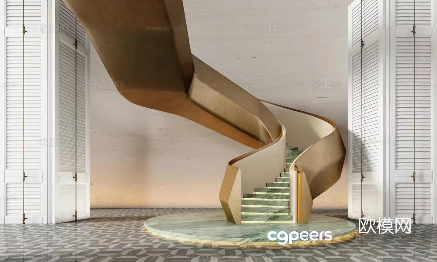 Stairs spiral stairs shapes corner stairs villa stairs 3D model