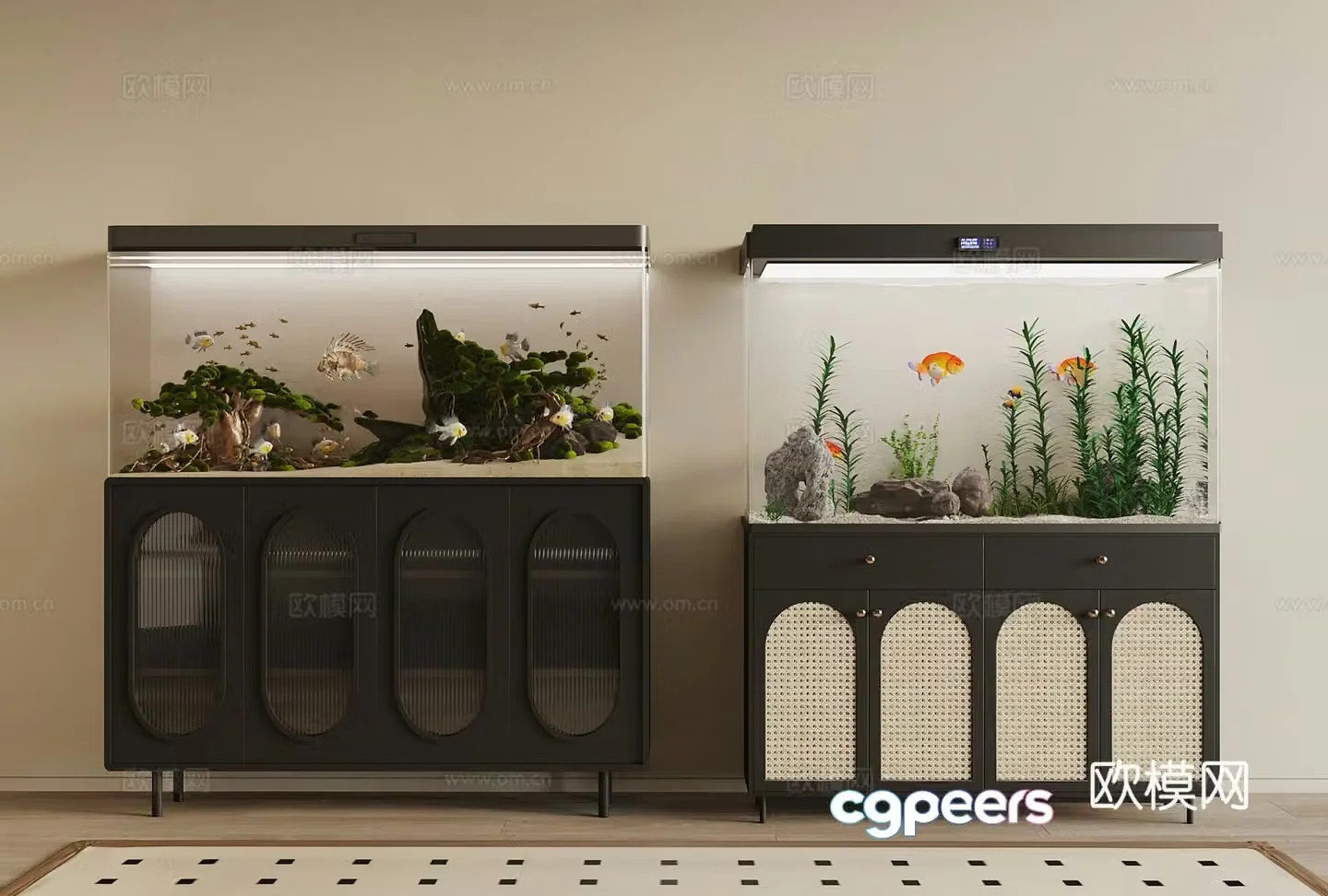 Modern fish tank 3d model