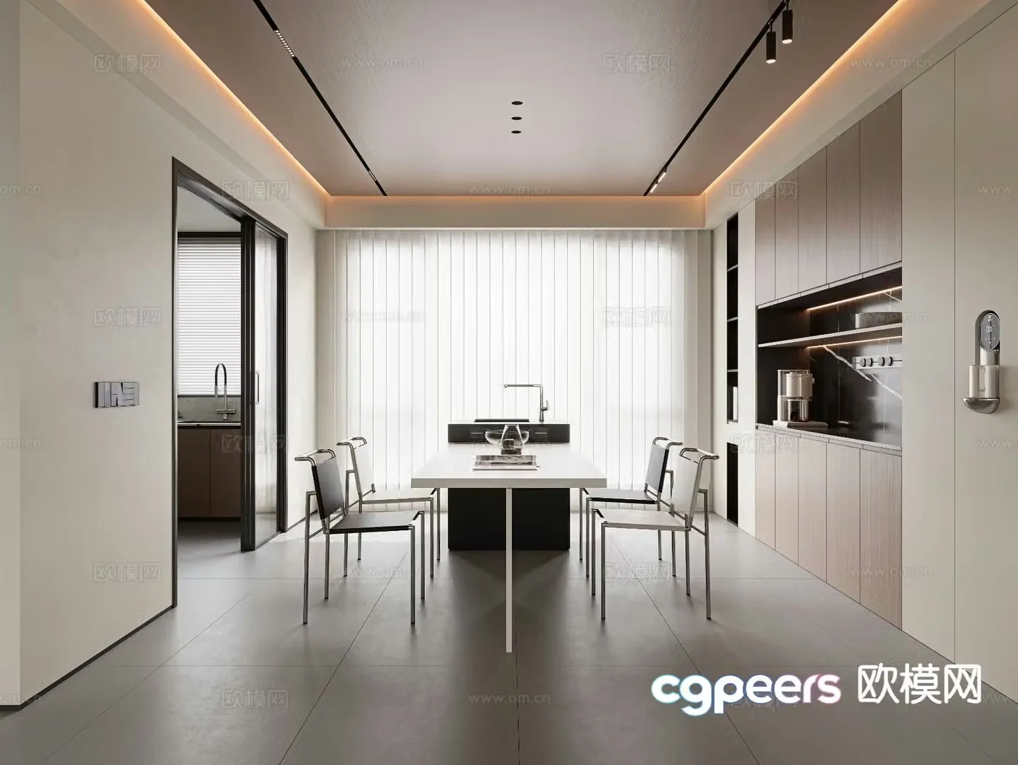 Modern minimalist restaurant 3d model