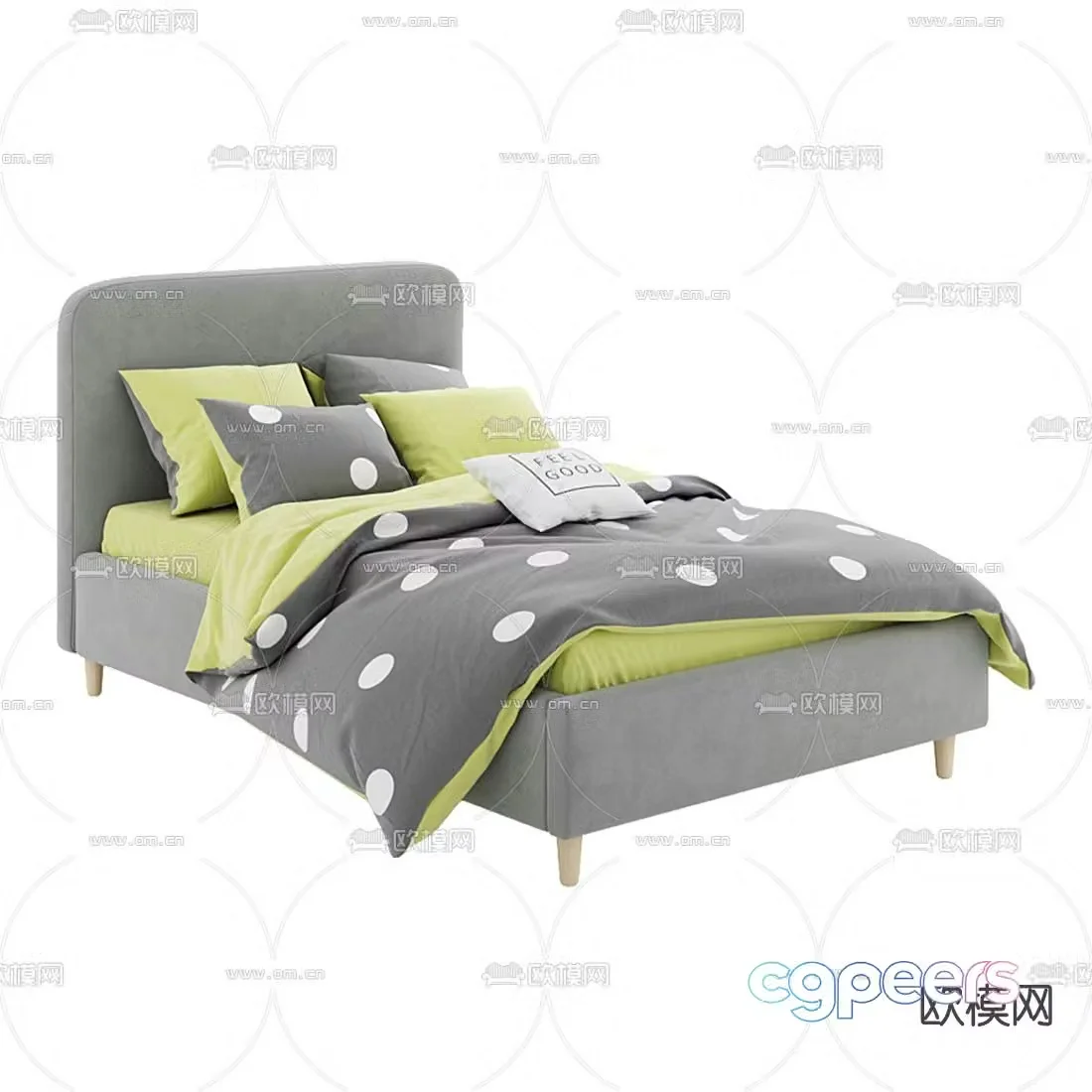 Modern fabric children’s bed 3d model