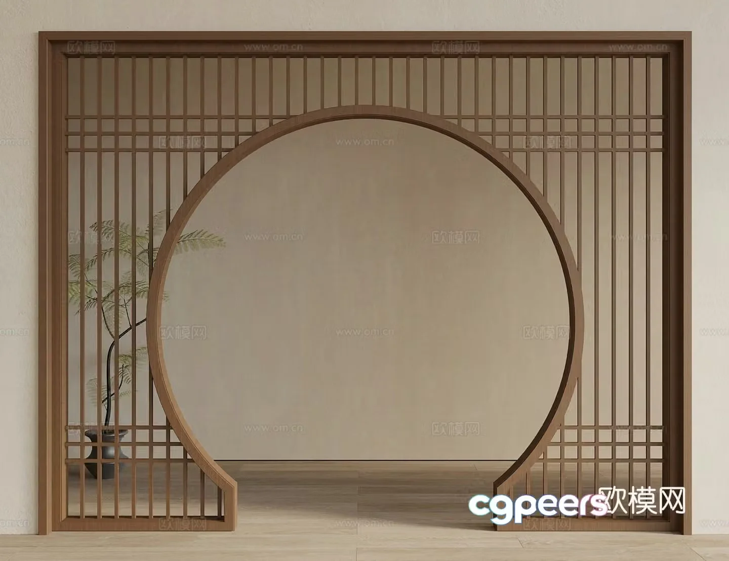 New Chinese style partition door cover 3d model