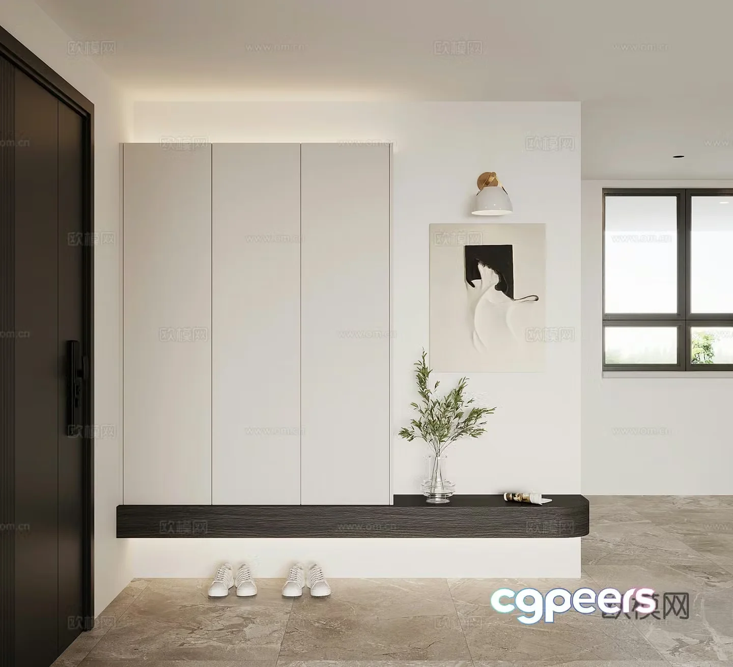 Modern entrance entrance hall entrance hall cabinet shoe cabinet 3D model