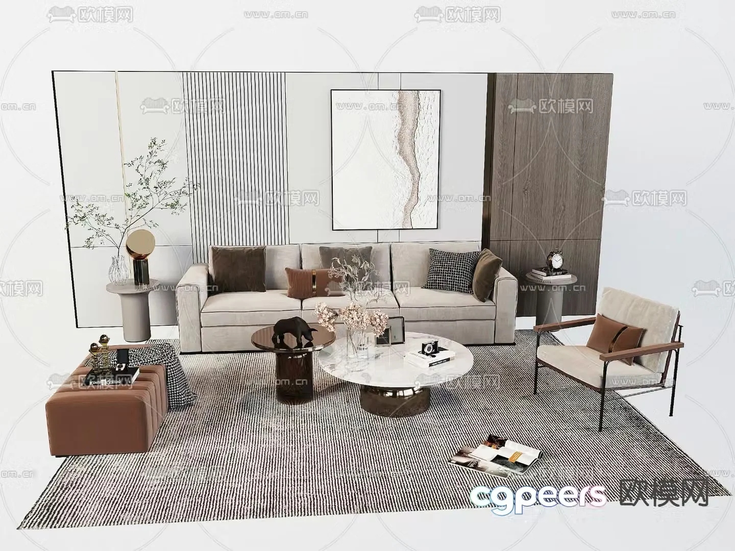 Modern sectional sofa 3d model