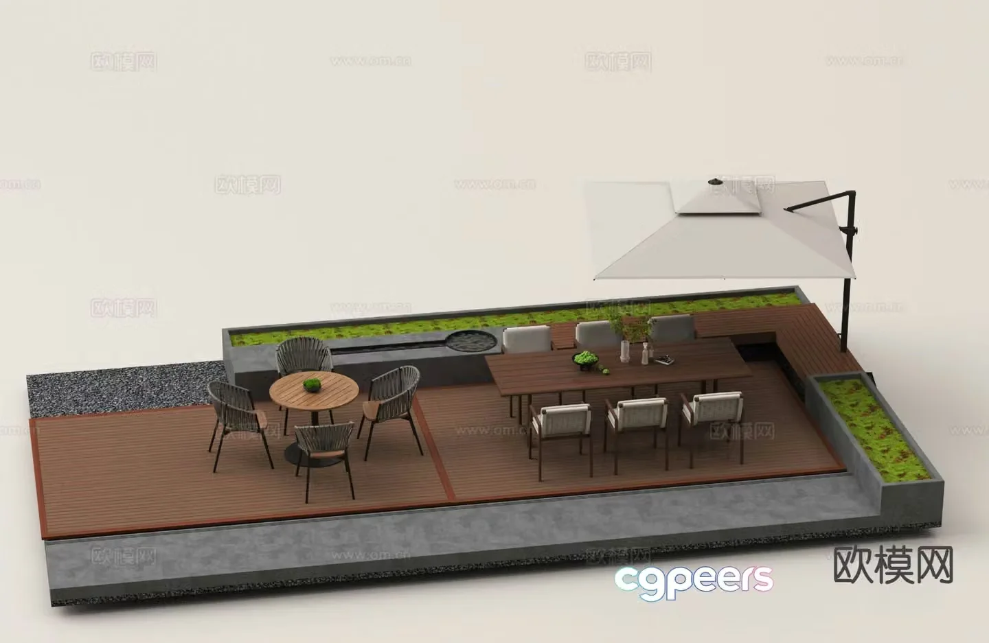 Chinese outdoor tables and chairs courtyard tables and chairs leisure tables and chairs awning 3D model