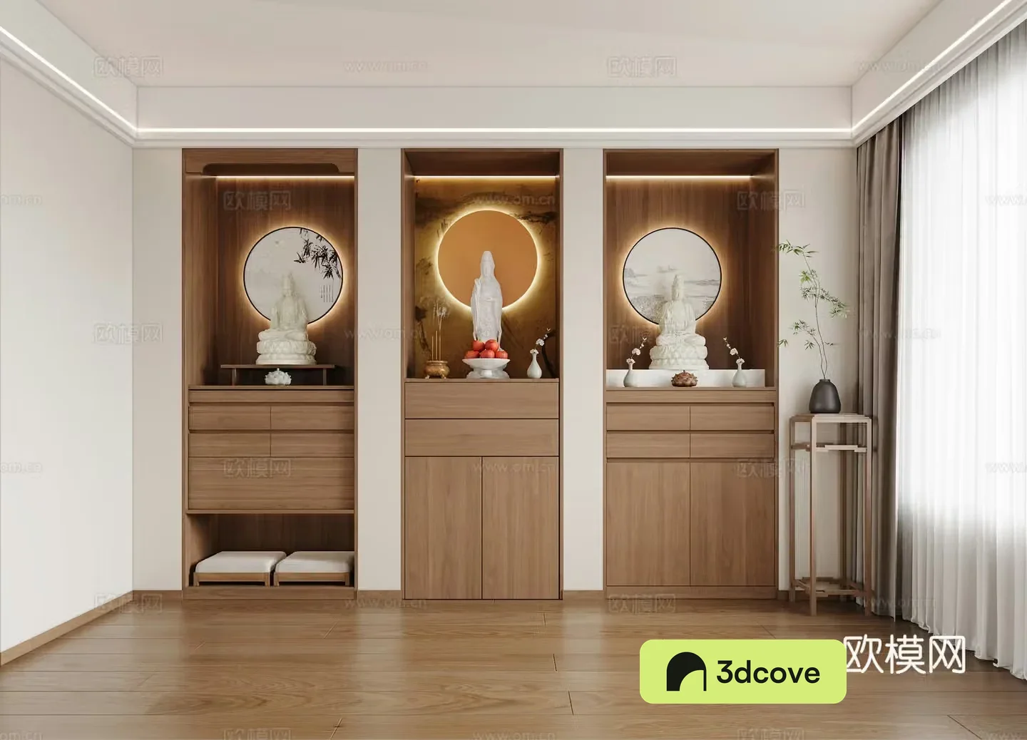 New Chinese style Buddhist niche and Buddhist hall altar Guanyin statue Guanyin Bodhisattva Guanyin altar Shentai